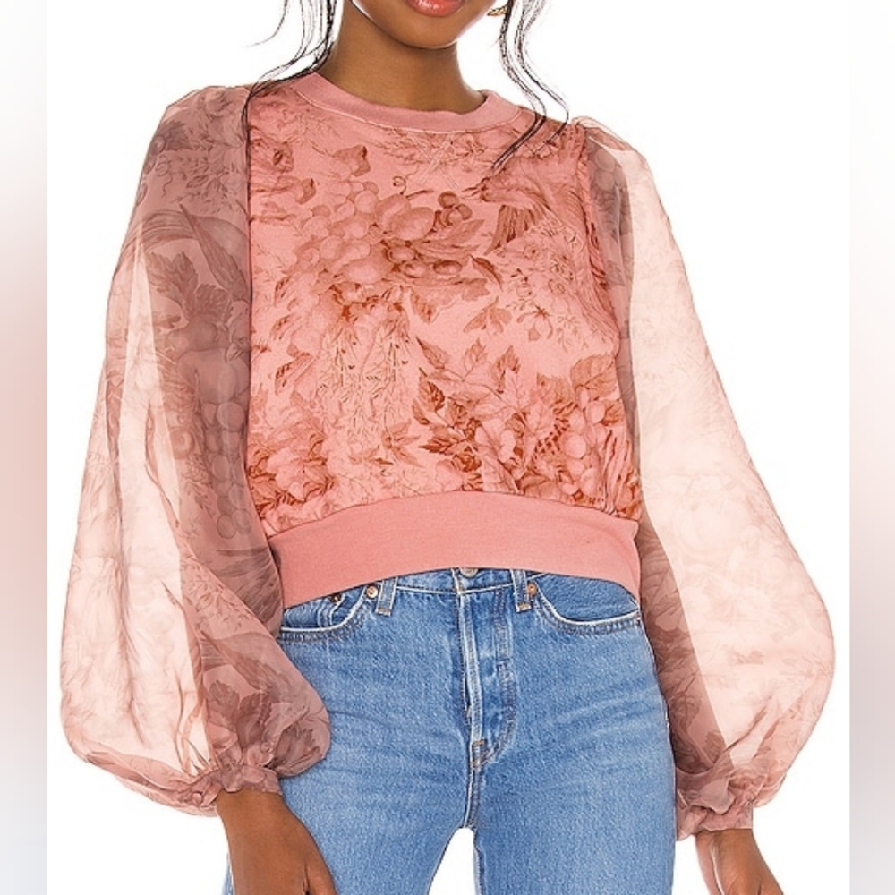 Selkie Mini Vamp Sleeve Sweater - Mauve Toile